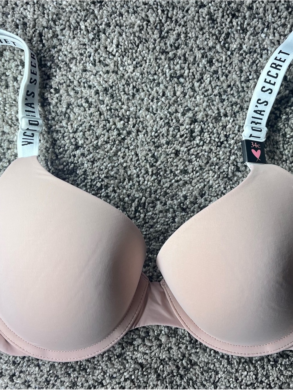 Victoria's Secret Light Blush Padded T-Shirt Bra with Branded Straps
